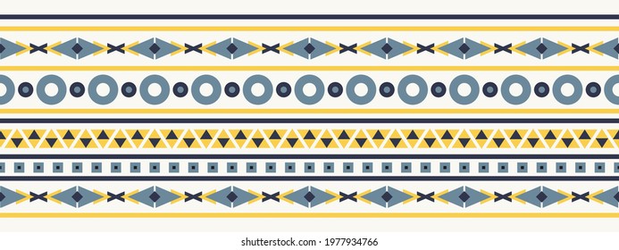 Seamless vector border in ethnic style. Geometric ornament. Decorative strip for textiles.