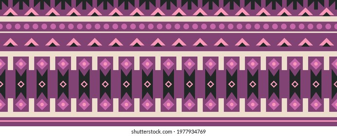 Seamless vector border in ethnic style. Geometric ornament. Decorative strip for textiles.