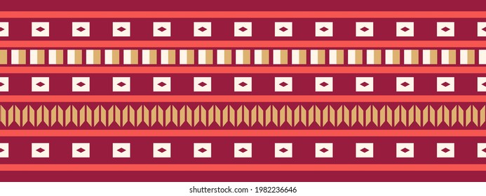 Seamless vector border in ethnic style. Geometric ornament. Decorative strip for textiles.