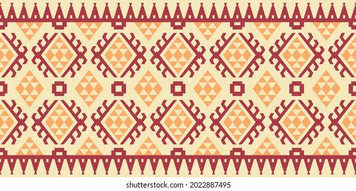 Seamless vector border in ethnic style. Geometric traditional ornament for textiles. Boho design for clothing. 