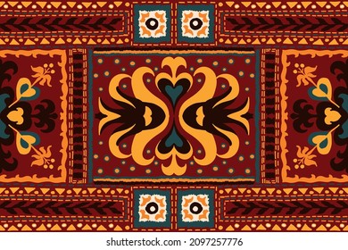Frontera vectorial sin foco al estilo étnico. Ornamento geométrico. Tira decorativa para textiles.