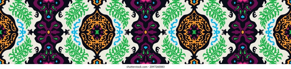 Seamless vector border in ethnic style. Geometric ornament. Decorative strip for textiles.