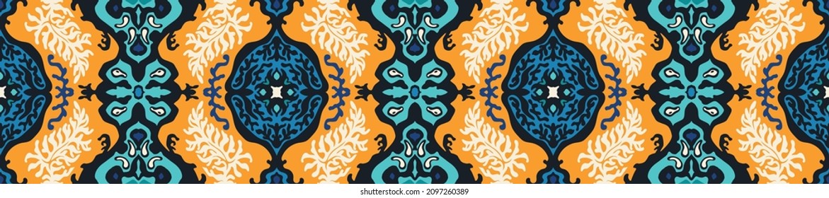 Seamless vector border in ethnic style. Geometric ornament. Decorative strip for textiles.