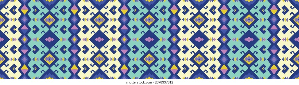 Frontera vectorial sin foco al estilo étnico. Ornamento geométrico. Tira decorativa para textiles.