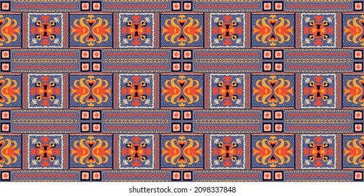 Seamless vector border in ethnic style. Geometric ornament. Decorative strip for textiles.
