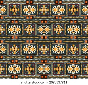 Seamless vector border in ethnic style. Geometric ornament. Decorative strip for textiles.