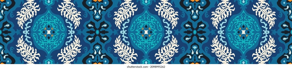 Seamless vector border in ethnic style. Geometric ornament. Decorative strip for textiles.