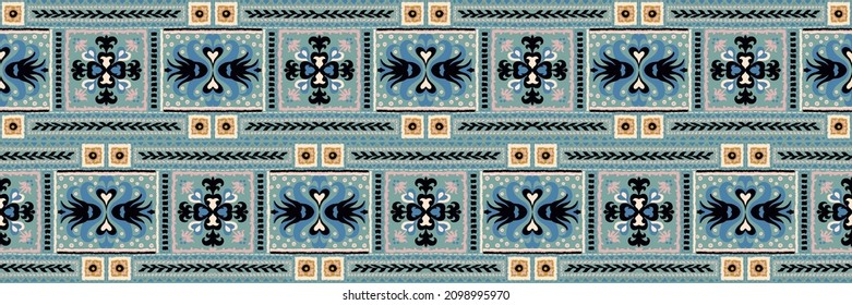 Frontera vectorial sin foco al estilo étnico. Ornamento geométrico. Tira decorativa para textiles.