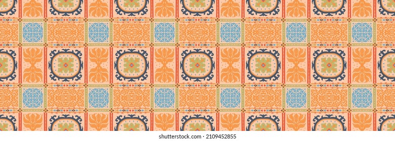 Seamless vector border in ethnic style. Geometric ornament. Decorative strip for textiles.