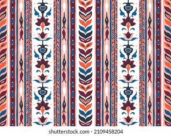 Seamless vector border in ethnic style. Geometric ornament. Decorative strip for textiles.