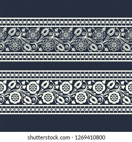 seamless vector border with imprinted flowers. design for print, package, textile