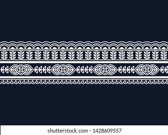 seamless vector border with indian ornament. seamless template in swatch panel