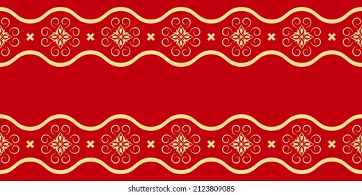 Seamless vector border pattern with abstract oriental ornament. Design for printing on textiles, paper and other surfaces. 