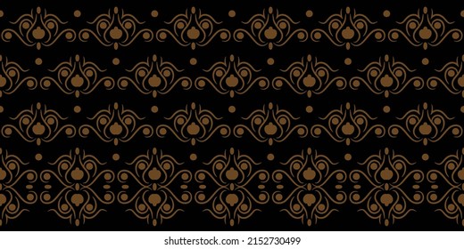 Seamless vector border pattern with abstract oriental ornament. Design for printing on textiles, paper and other surfaces. 