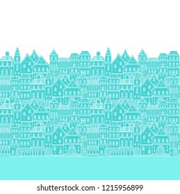 Seamless vector border pattern with classic european houses