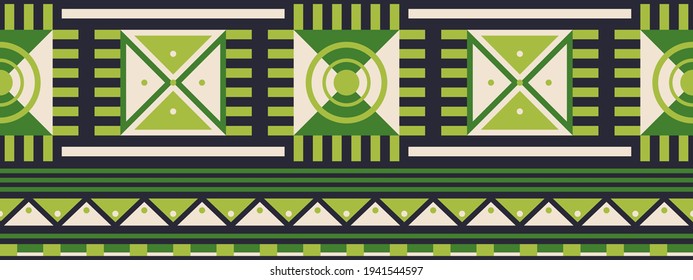 Seamless vector border pattern. Decorative strip for textiles with geometric ethnic ornament. 
