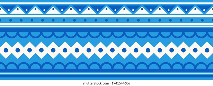 Seamless vector border pattern. Decorative strip for textiles with geometric ethnic ornament. 