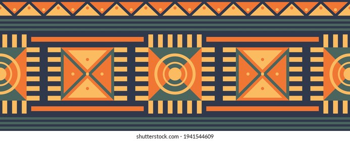 Seamless vector border pattern. Decorative strip for textiles with geometric ethnic ornament. 