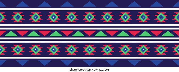 Seamless vector border pattern. Decorative strip for textiles with geometric ethnic ornament. 