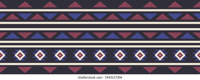 Seamless vector border pattern. Decorative strip for textiles with geometric ethnic ornament. 