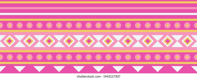 Seamless vector border pattern. Decorative strip for textiles with geometric ethnic ornament. 