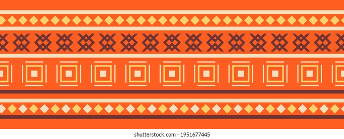 Seamless vector border pattern. Decorative strip for textiles with geometric ethnic ornament. 