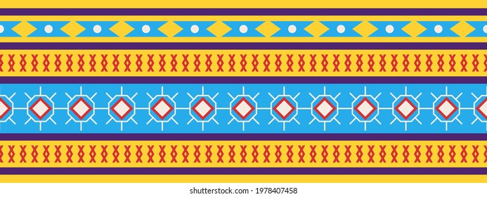 Seamless vector border pattern. Decorative strip for textiles with geometric ethnic ornament. 