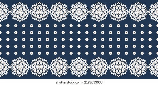 Seamless vector border pattern. Decorative stripe in retro style. Simple ethnic ornament.