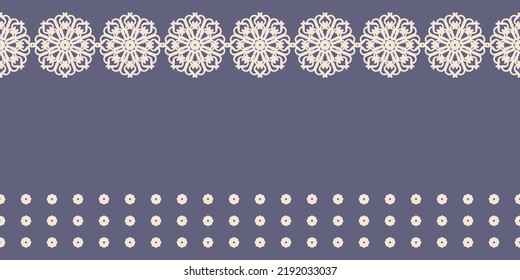 Seamless vector border pattern. Decorative stripe in retro style. Simple ethnic ornament.