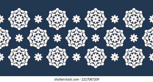 Seamless vector border pattern. Decorative stripe in retro style. Simple ethnic ornament.