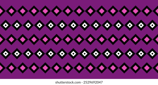 Seamless vector border pattern. Geometric design with rhombuses. Tape for printing and decorating textiles, fabrics, clothes, paper.