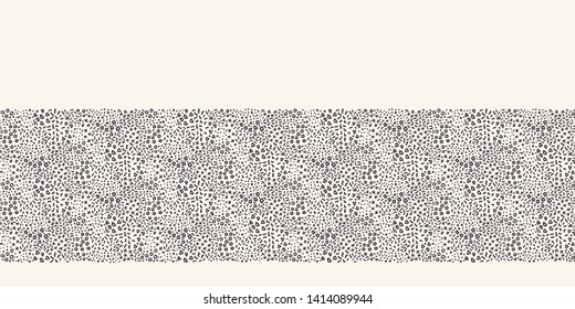 Seamless vector border pattern. Modern stylish geometric hand drawn confetti sprinkles. Repeating abstract tiled edging background. Abstract tiny ditsy shape. Trendy surface design textile ribbon trim