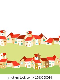 Seamless  vector border pattern with spanish houses, cubism style
