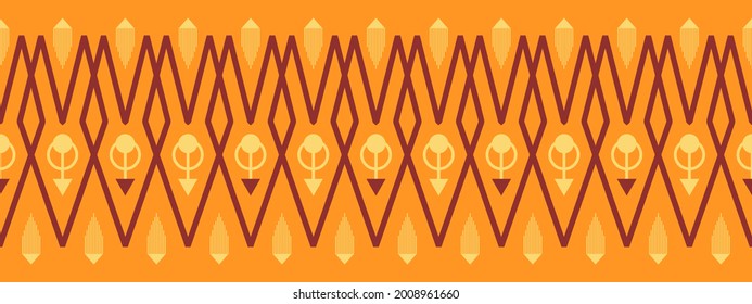 Seamless vector border pattern. Textile design in ethnic style. Tribal geometric ornament. 