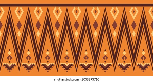 Seamless vector border pattern. Tribal ethnic geometric ornament. Boho design for textile decoration. 