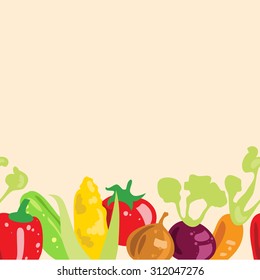 Seamless vector border with vegetables. Healthy food for design