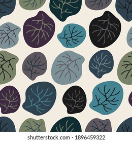Seamless vector botanical pattern colourful abstract design shapes with blades of grass. The design is perfect for wrapping paper, backgrounds, textiles, wallpaper, home decor