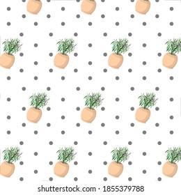 seamless vector botanical patterns with home gardening plants