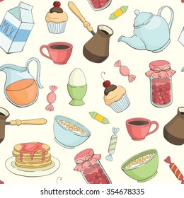 seamless vector breakfast pattern