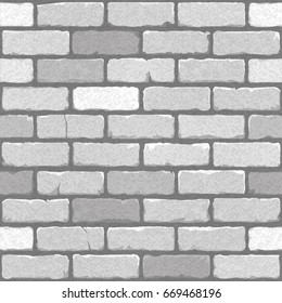 Seamless vector brick wall in white color