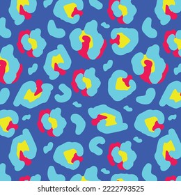 Seamless vector bright colors leopard pattern. Can be used for fabrics, wallpapers, scrap-booking, ornamental template for design and decoration, etc