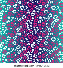 Seamless vector bright colors leopard pattern. Can be used for fabrics, wallpapers, scrap-booking, ornamental template for design and decoration, etc