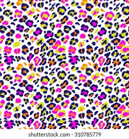Seamless vector bright colors  leopard pattern. Can be used for fabrics, wallpapers, scrap-booking, ornamental template for design and decoration, etc