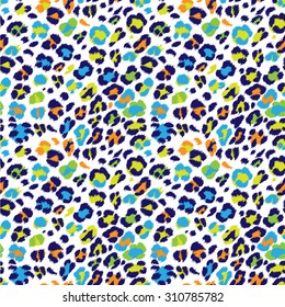 Seamless vector bright colors  leopard pattern. Can be used for fabrics, wallpapers, scrap-booking, ornamental template for design and decoration, etc
