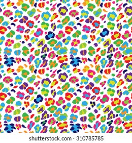 Seamless vector bright colors  leopard pattern. Can be used for fabrics, wallpapers, scrap-booking, ornamental template for design and decoration, etc