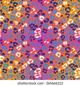 Seamless vector bright colors leopard pattern. Can be used for fabrics, wallpapers, scrap-booking, ornamental template for design and decoration, etc