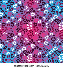 Seamless vector bright colors leopard pattern. Can be used for fabrics, wallpapers, scrap-booking, ornamental template for design and decoration, etc