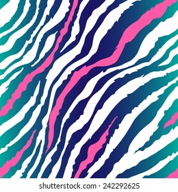 Seamless vector bright colors zebra pattern. Can be used for fabrics, wallpapers, scrap-booking, ornamental template for design and decoration, etc