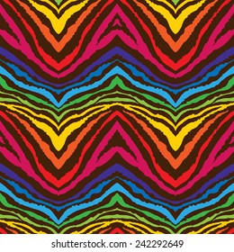 Seamless vector bright colors zebra pattern. Can be used for fabrics, wallpapers, scrap-booking, ornamental template for design and decoration, etc