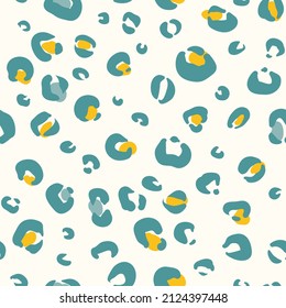 Seamless vector bright leopard pattern in green and yellow colors